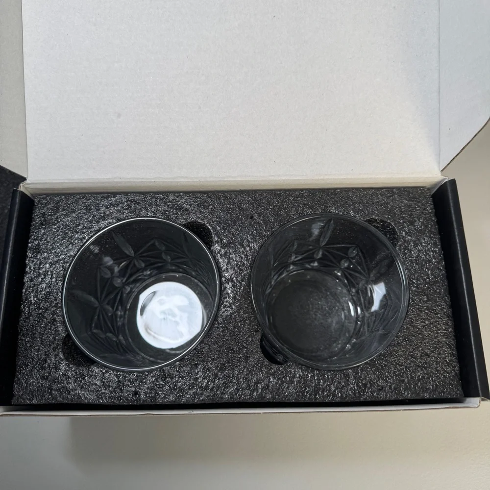Crystal Whiskey Glasses Set of 2 – Vintage Cut Starburst 10oz Barware - Picture 2 of 5